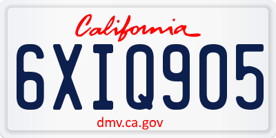 CA license plate 6XIQ905