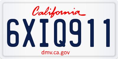 CA license plate 6XIQ911