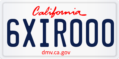 CA license plate 6XIR000