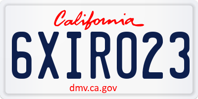 CA license plate 6XIR023