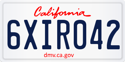 CA license plate 6XIR042