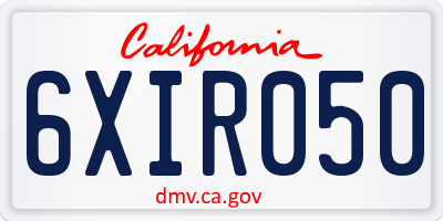 CA license plate 6XIR050
