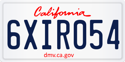 CA license plate 6XIR054