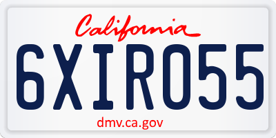 CA license plate 6XIR055