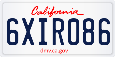 CA license plate 6XIR086