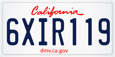 CA license plate 6XIR119