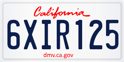 CA license plate 6XIR125