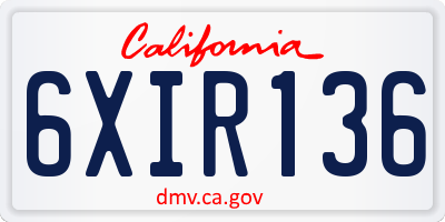 CA license plate 6XIR136