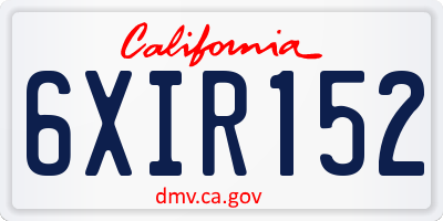 CA license plate 6XIR152