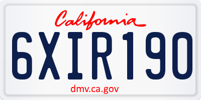 CA license plate 6XIR190