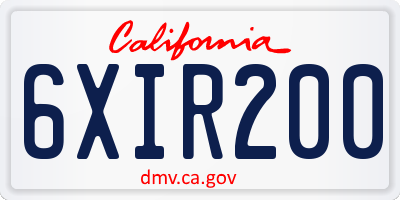 CA license plate 6XIR200