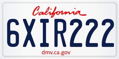 CA license plate 6XIR222