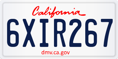 CA license plate 6XIR267