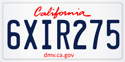 CA license plate 6XIR275