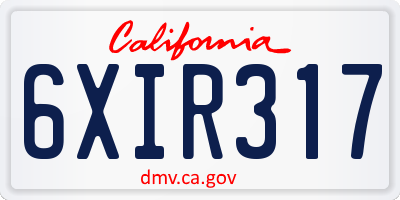 CA license plate 6XIR317