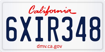 CA license plate 6XIR348
