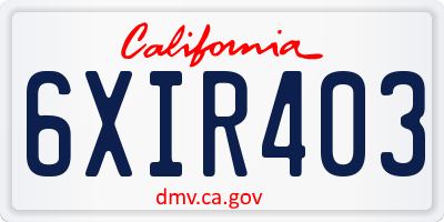 CA license plate 6XIR403