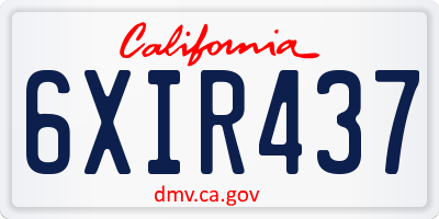 CA license plate 6XIR437