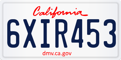 CA license plate 6XIR453