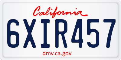 CA license plate 6XIR457