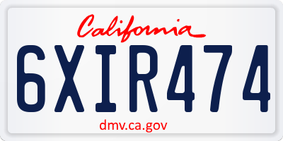 CA license plate 6XIR474