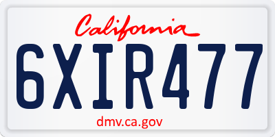 CA license plate 6XIR477