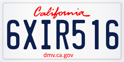 CA license plate 6XIR516