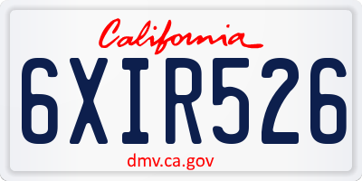 CA license plate 6XIR526