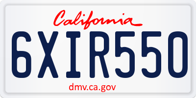 CA license plate 6XIR550