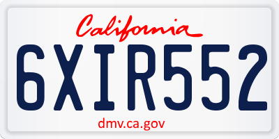 CA license plate 6XIR552