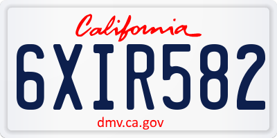 CA license plate 6XIR582