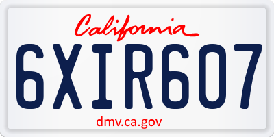 CA license plate 6XIR607