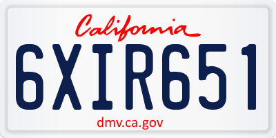 CA license plate 6XIR651