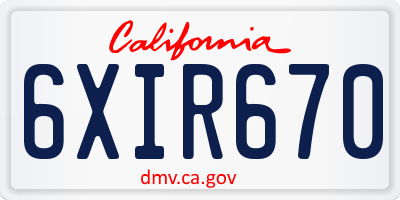 CA license plate 6XIR670