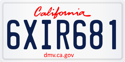 CA license plate 6XIR681