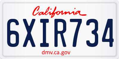 CA license plate 6XIR734