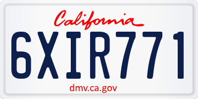 CA license plate 6XIR771