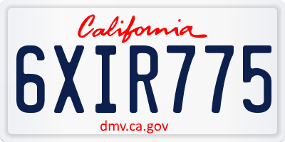 CA license plate 6XIR775