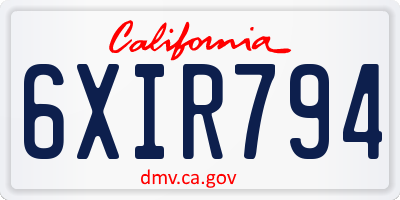 CA license plate 6XIR794