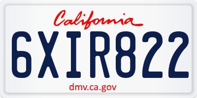CA license plate 6XIR822
