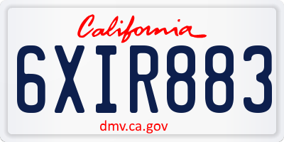 CA license plate 6XIR883