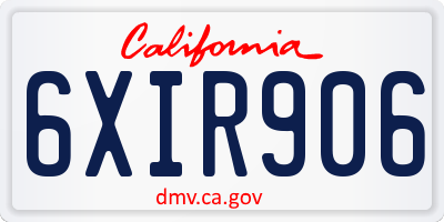 CA license plate 6XIR906