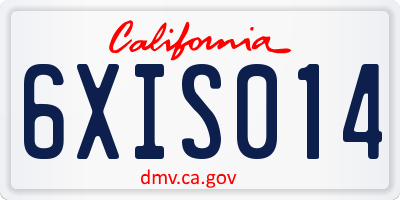 CA license plate 6XIS014