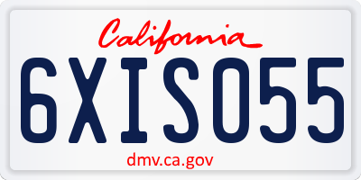 CA license plate 6XIS055