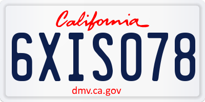 CA license plate 6XIS078