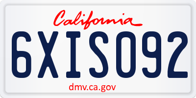 CA license plate 6XIS092