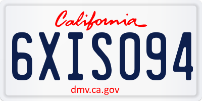 CA license plate 6XIS094
