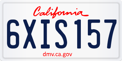 CA license plate 6XIS157