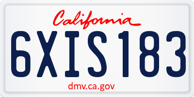 CA license plate 6XIS183