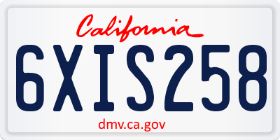 CA license plate 6XIS258